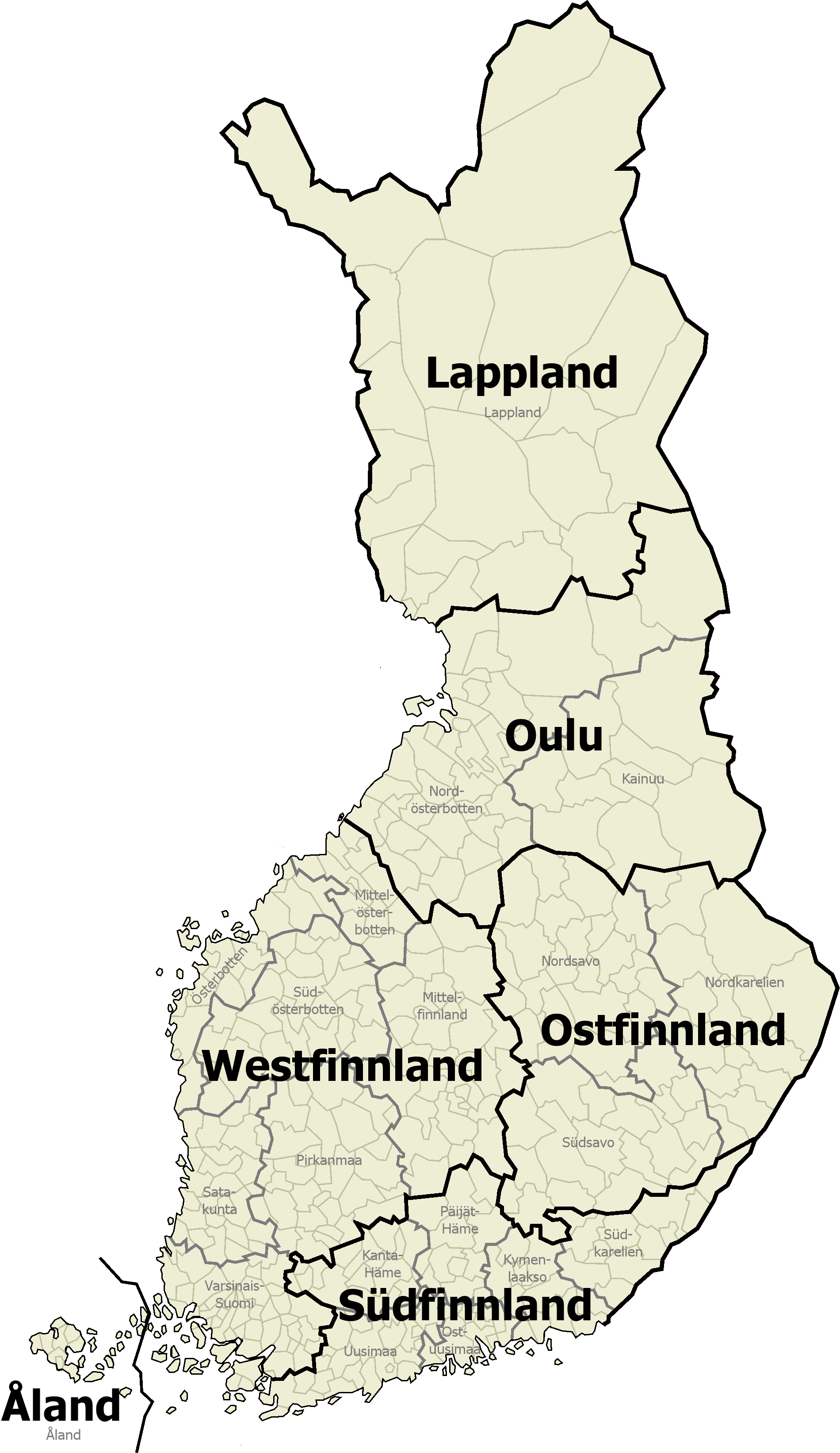 Karte Verwaltungsbezirke Finnland