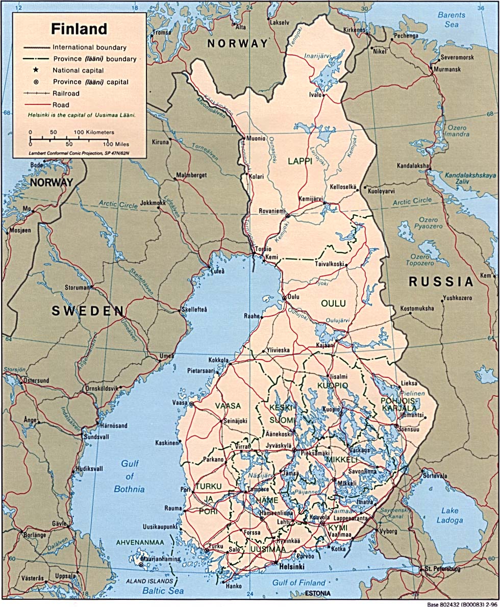 Politische Karte Finnland