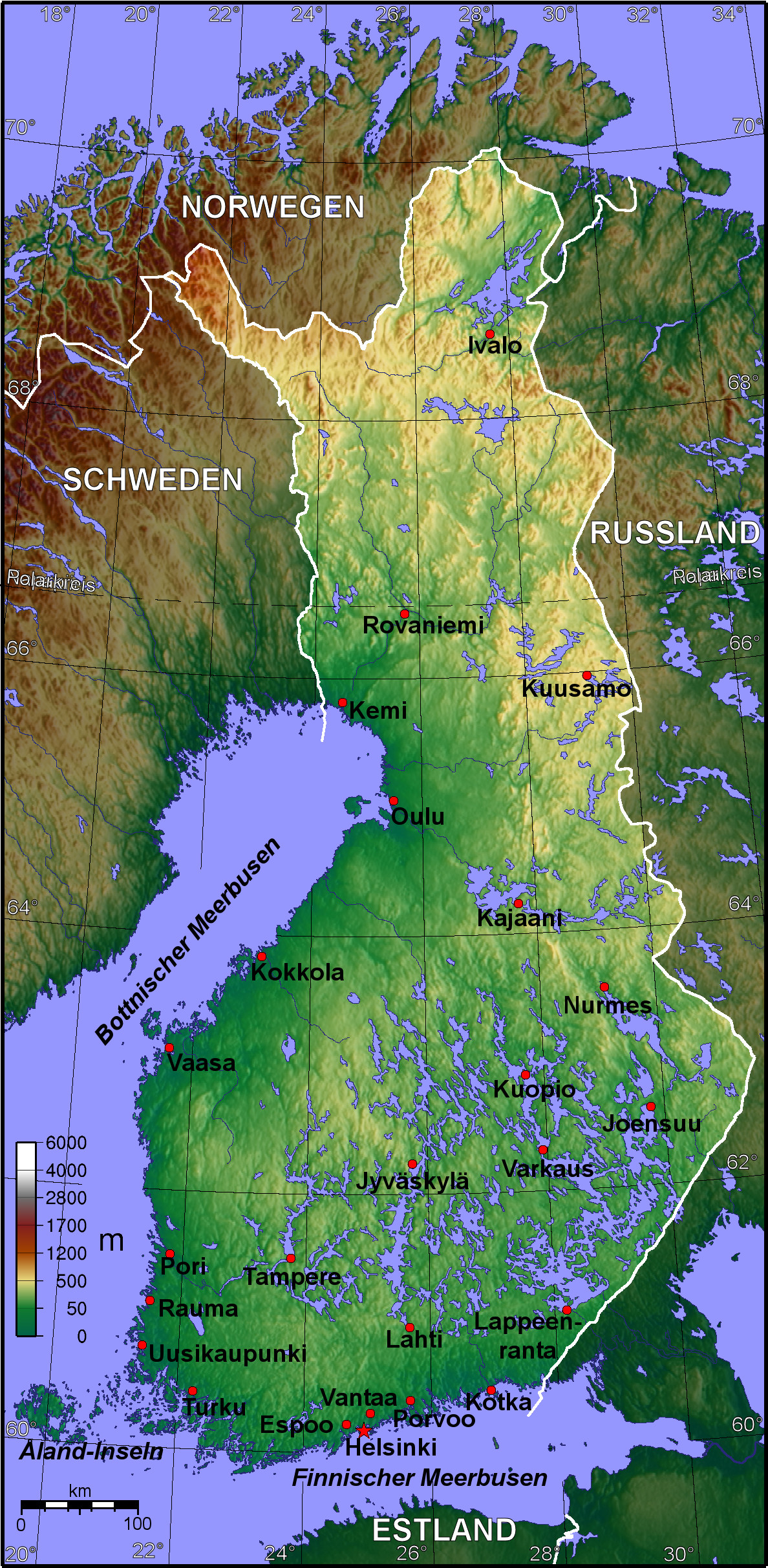 Topographische Karte Finnland