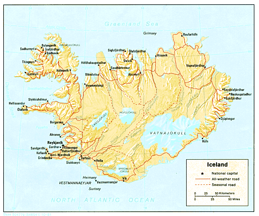 Reliefkarte Island