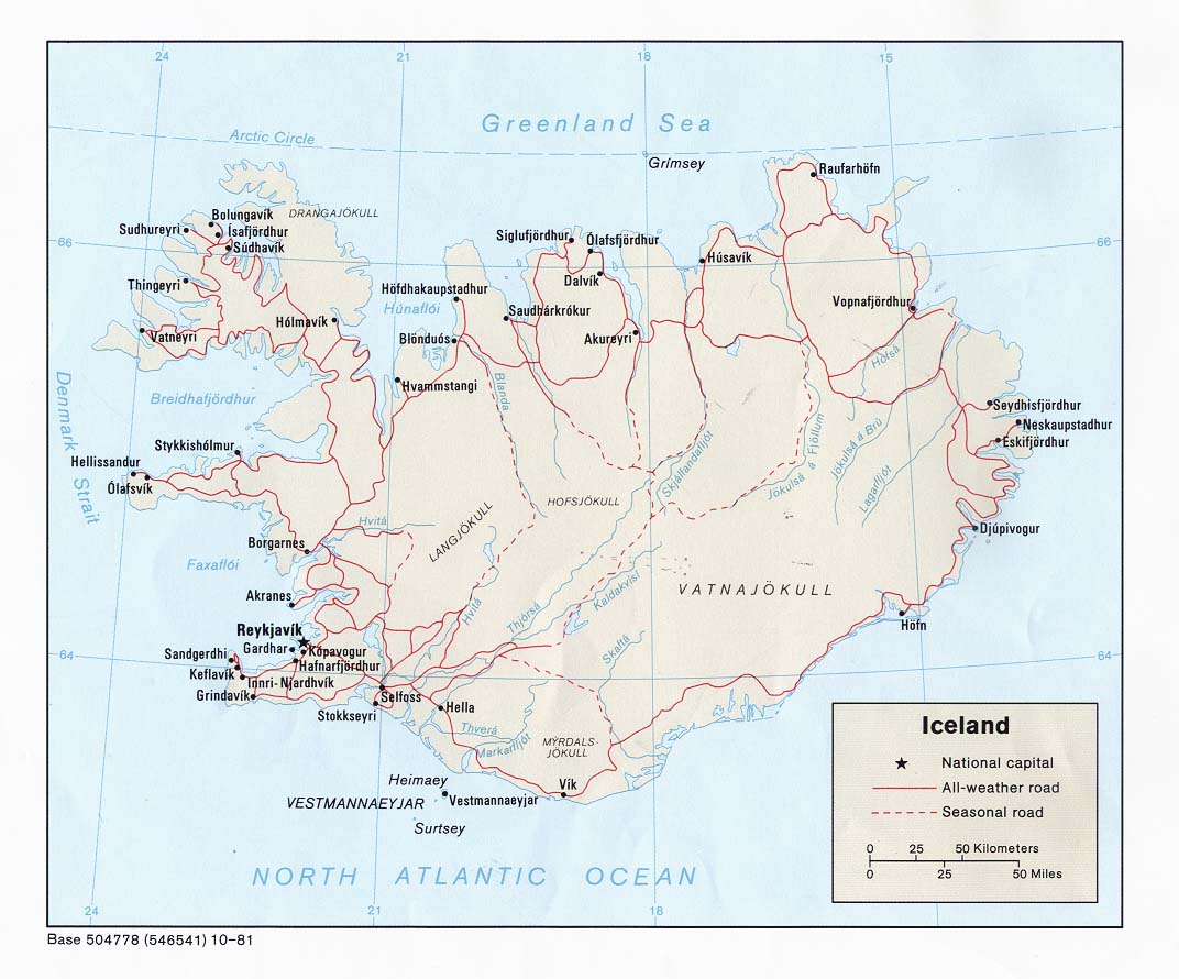Politische Karte Island